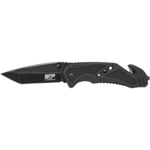 M&P Clip Folder, Liner Lock, Black Blade and Black Handle, Strap Cutter, Ceramic Glass Breaker