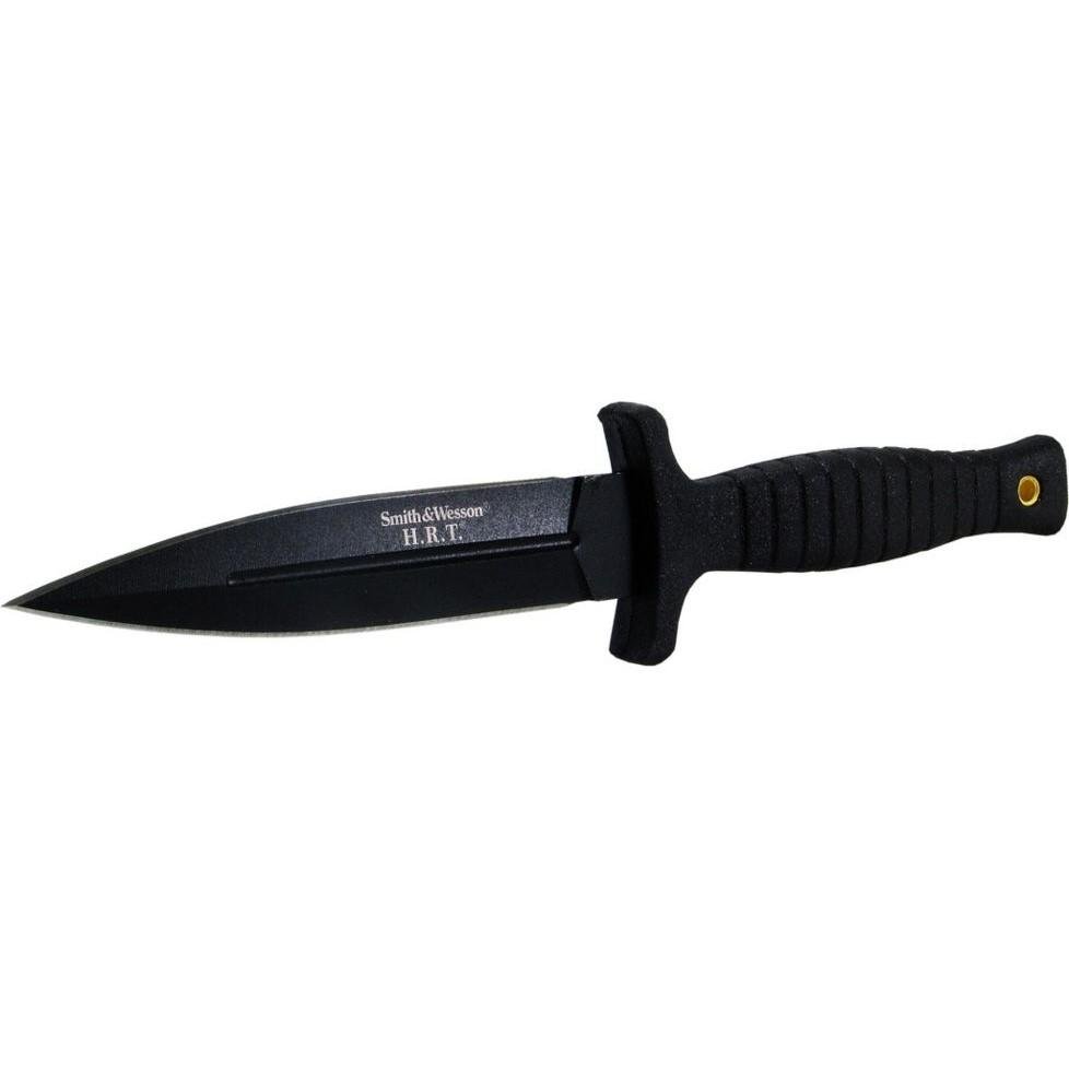 Smith & Wesson H.R.T. False Edge Fixed Knife 4-7/10" Dagger Blade Black 1 Smith & Wesson H.R.T. False Edge Fixed Knife 4-7/10" Dagger Blade Black