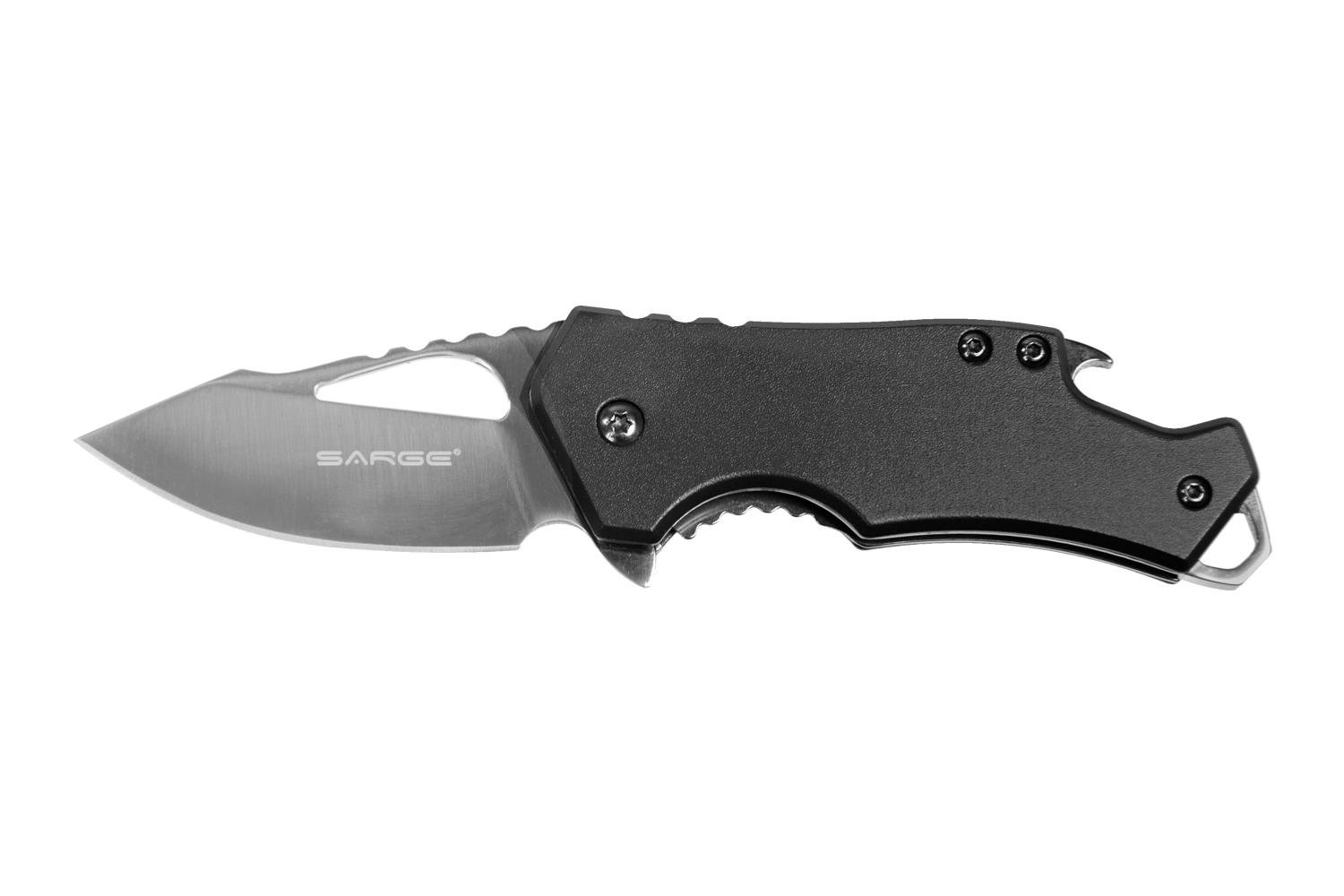 Sarge Knives Black Fuse Folding Knife 2 3/8" Blade Black with Bottle Opener 1 Sarge Knives Black Fuse Folding Knife 2 3/8" Blade Black with Bottle Opener