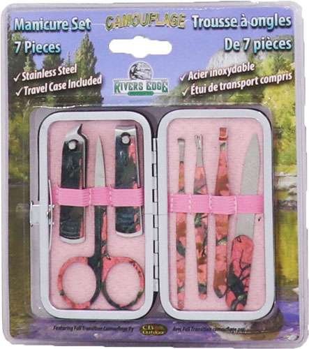 RIVERS EDGE WOMENS 7 PIECE - MANICURE SET PINK CAMO 2 RIVERS EDGE WOMENS 7 PIECE - MANICURE SET PINK CAMO - Image 2