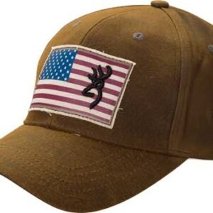BROWNING CAP LIBERTY WAX FLAG - BUCK MARK LOGO DARK BROWN ADJ
