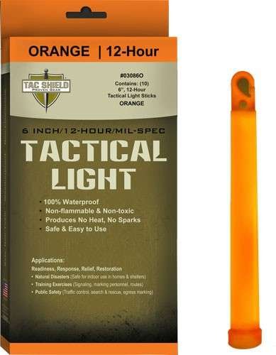 TAC SHIELD TACTICAL LIGHT - STICK 12 HOUR 6" ORANGE 10PK 1 TAC SHIELD TACTICAL LIGHT - STICK 12 HOUR 6" ORANGE 10PK
