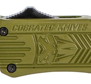CobraTec Knives SODCTK1SDNS CTK-1 Small 2.75" OTF Drop Point Plain D2 Steel Blade/OD Green Aluminum Handle Features Glass Breaker Includes Pocket Clip