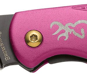 Browning 3220343 Prism 3  EDC Folding 2.38" Plain Black Oxide 7Cr17MoV SS Blade, Plum w/Brass Accents & Logo Anodized Aluminum Handle, Includes Pocket Clip