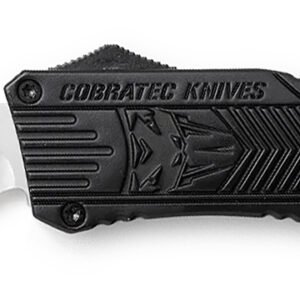 CobraTec Knives LBCTK1LTNS CTK-1 Large 3.25" OTF Tanto Plain D2 Steel Blade/Black Aluminum Handle Features Glass Breaker Includes Pocket Clip