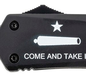 Templar Knife LCATI331 Gen II Come And Take It Large 3.50" OTF Drop Point Plain Black Oxide Stonewashed 440C SS Blade, 5.25" Black "Come And Take It" Aluminum Handle, Glass Breaker
