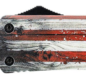 Templar Knife LWUS331 Gen II Wood US Flag Large 3.50" OTF Drop Point Plain Black Oxide Stonewashed 440C SS Blade, 5.25" Painted Wood Grain US Flag Aluminum Handle, Glass Breaker