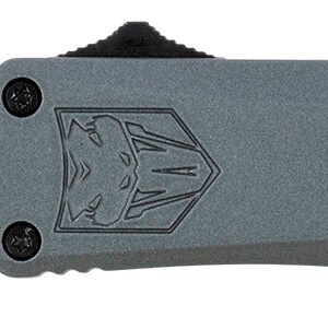 CobraTec Knives SGYFS3DNS FS-3 Small 2.75" OTF Plain D2 Steel Blade/Gray Aluminum Handle Features Glass Breaker Includes Pocket Clip