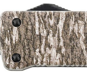 Templar Knife LZMOB321 Premium Weighted  Large 3.55" OTF Drop Point Plain Black Oxide Stonewashed D2 Steel Blade, 5.25" Mossy Oak Bottomland Aluminum Zinc Alloy Handle