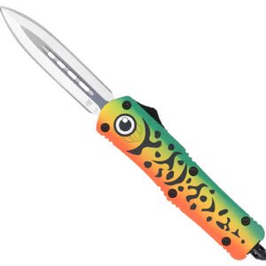 CobraTec Knives MFLGNFS3DAGNS FS-3 Fishing Lure Medium 3" OTF Dagger Plain Satin D2 Steel Blade, 4.50" Green Fishing Lure Aluminum Cerakoted Handle