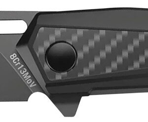 Real Avid AVRAV6 RAV-6 3.40" Folding Tanto Plain Titanium 8Cr13MoV SS Blade, Black Textured Aluminum/Carbon Fiber Handle, Clamshell Pkg