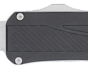 CobraTec Knives CTLGDBLKTNS Legend  EDC 3.13" OTF Plain Stonewashed VG-10 SS Blade, 4.75" Black Textured Aluminum Handle