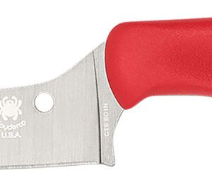 Spyderco K14PRD Z-Cut Pointed 4.40" Fixed Plain Stonewashed CTS BD1N SS Blade, Red Textured Polypropylene Handle