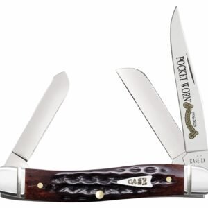 Case 55232 Pocket Worn Stockman Medium Folding Clip Point/Pen/Sheepsfoot Plain Tru-Sharp SS Blade, Mahogany Corn Cob Jigged Bone Handle