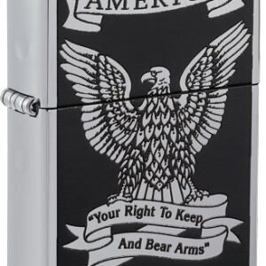 ZIPPO WINDPROOF LIGHTER EAGLE - RIGHT TO BEAR ARMS