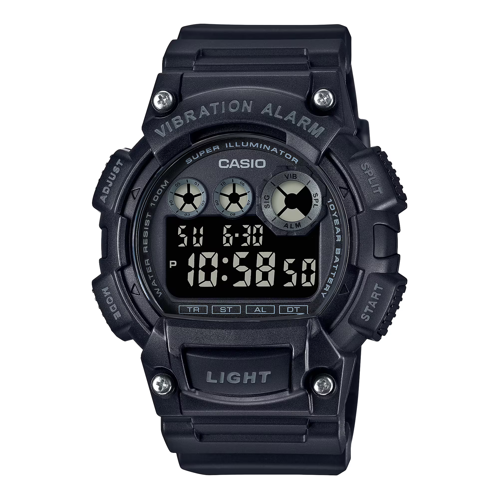 Classic Digital Watch w/ Vibration Alarm & Super Bright Backlight