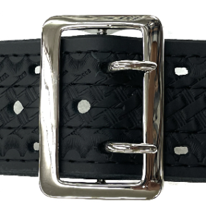 2.25'' 4 Row Stitching Sam Browne Leather Belt w/ Chrome Buckle