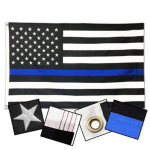Durasleek Thin Blue Line American Flag, Sewn & Embroidered
