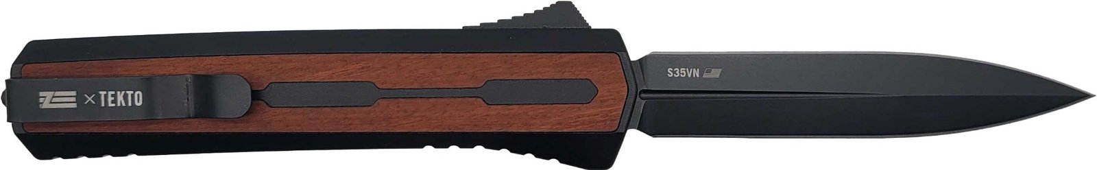 Zastava A7 OTF Knife - American Walnut Wood | S35VN Dagger Blade