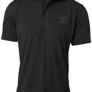 Glock AP96213 Glock Perfection Polo  Black Polyester Mesh Short Sleeve Large