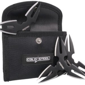 Cold Steel CSTH15STR3PK Throwing Stars  Three 1.50" Black Oxide 420 Stainless Steel Blades Includes Sheath