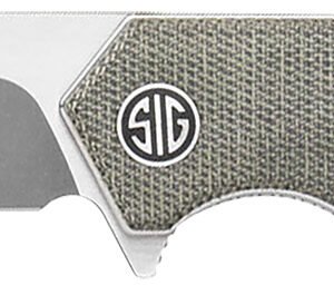 Sig Sauer Knives TS8SG Tsuru  3.30" Folding Tanto Plain Satin 154CM SS Blade, 4.20" Green Canvas Micarta Handle